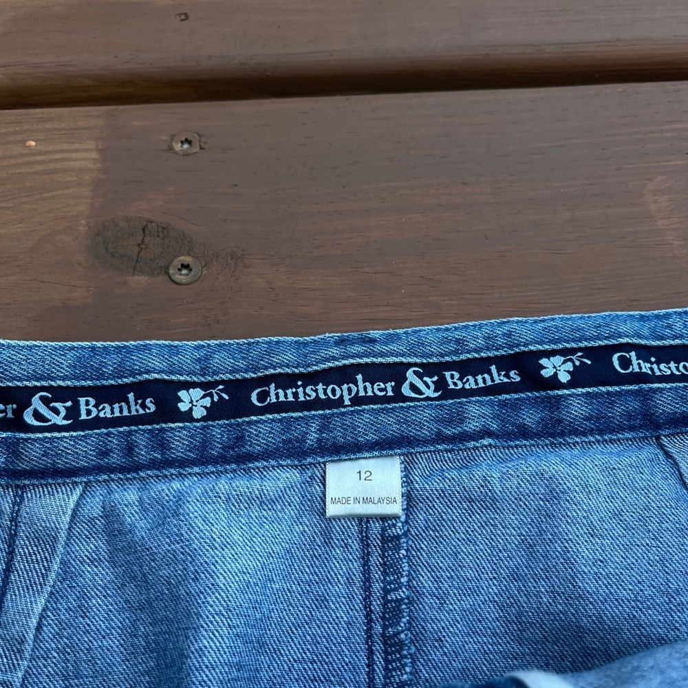 VTG Denim Midi Skirt Blue Jean 100% Cotton Christopher & Banks Size 12 - Picture 4 of 4